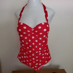 🐬⛱️ Pin-up Style Red & White Polkadot Swimsuit ⛱️🐬